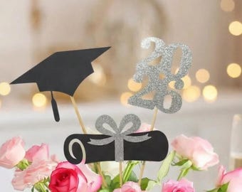 2026 Graduation decorations, Graduation Centerpiece Sticks, class of 2026, Graduation party Decoration, prom 2026 picks, ALL pieces GLITTER