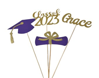 Graduation party decorations 2025, Graduation Centerpiece Sticks, Grad, Cap, Diploma, 2025, custom name centerpiece, Graduation table decor