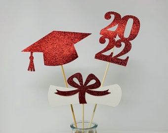 2024 Graduation Centerpiece, ALL GLITTER Graduation Centerpiece Sticks, Graduation Party Decorations, Class of 2024, Graduation Party Decor