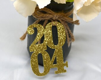 2004 tags, 2004 cut out, Graduation party decorations 2004, Graduation Cut outs, 2004 Mason jar tags, class of 2004, Graduation Decoration