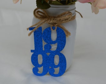 1999 tags, 1999 cut out, Graduation party decorations 1999, Graduation Cut outs, 1999 Mason jar tags, class of 1999, Graduation Decoration