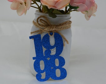 1998 tags, 1998 cut out, Graduation party decorations 1998, Graduation Cut outs, 1998 Mason jar tags, class of 1998, Graduation Decoration