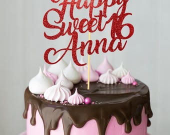 Sweet 16 Cake topper, Sweet 16 Party Decorations, 16, personalized 16th birthday, 16th birthday decorations, Sweet 16, Birthday Decorations
