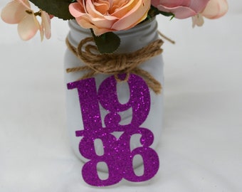 1986 tags, 1986 cut out, Graduation party decorations 1986, Graduation Cut outs, 1986 Mason jar tags, class of 1986, Graduation Decoration