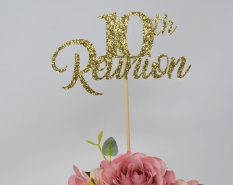 2013 Reunion Table centerpiece sticks, 10th High School Reunion Party Table, Class of 2013 Cutouts, Glitter Class Reunion cutouts, 2013