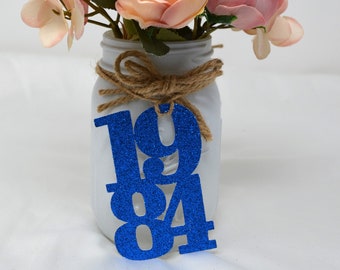 1984 tags, 1984 cut out, Graduation party decorations 1984, Graduation Cut outs, 1984 Mason jar tags, class of 1984, Graduation Decoration