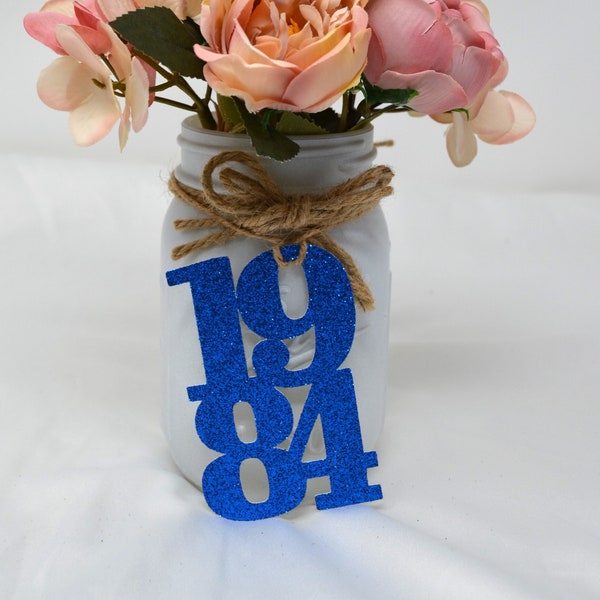 1984 tags, 1984 cut out, Graduation party decorations 1984, Graduation Cut outs, 1984 Mason jar tags, class of 1984, Graduation Decoration