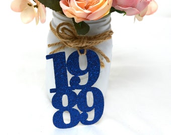 1989 tags, 1989 cut out, Graduation party decorations 1989, Graduation Cut outs, 1989 Mason jar tags, class of 1989, Graduation Decoration