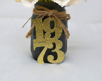 1973 tags, 1973 cut out, Graduation party decorations 1973, Graduation Cut outs, 1973 Mason jar tags, class of 1973, Graduation Decoration