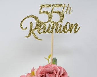 Set of 3 55th Reunion picks, Reunion Table centerpiece sticks, 55th High School Reunion Party Table, 55th Class reunion decor, Class Reunion