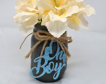 Oh Boy Baby Shower Decorations, Oh Boy Glitter Decor, Baby Shower Tags , Oh Boy Tags, Gender Reveal centerpieces, baby shower decorations