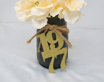 1977 tags, 1977 cut out, Graduation party decorations 1977, Graduation Cut outs, 1977 Mason jar tags, class of 1977, Graduation Decoration