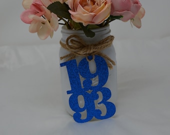 1993 tags, 1993 cut out, Graduation party decorations 1993, Graduation Cut outs, 1993 Mason jar tags, class of 1993, Graduation Decoration