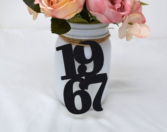 1967 Mason Jar Tags, Class Reunion 1967, Class Reunion Centerpiece, Class of 1967 Decoration, Class Anniversary, Prom, School, University