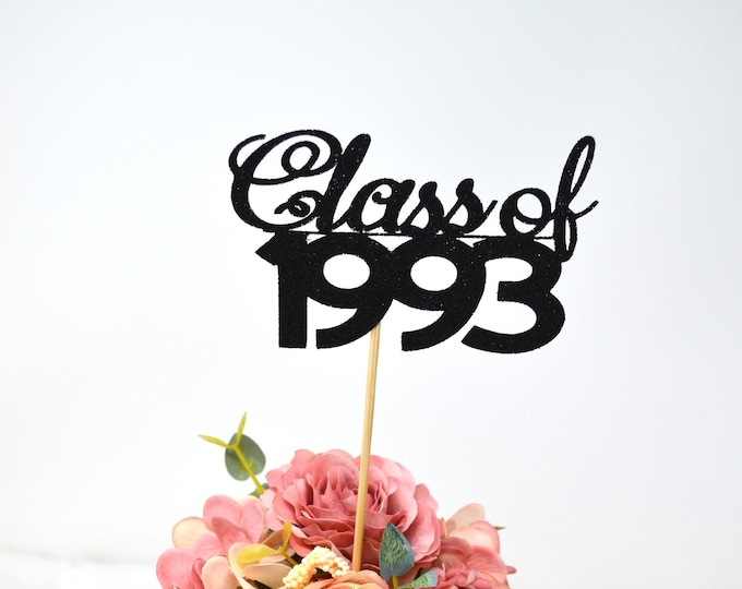 1993 Reunion centerpiece sticks, 30th High School Reunion, Class of 1993 Cutouts, Glitter Class Reunion cutouts, 1993 school reunion.