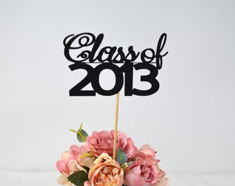 2013 Reunion Table centerpiece sticks, 10th High School Reunion Party Table, Class of 2013 Cutouts, Glitter Class Reunion cutouts, 2013