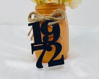 1972 Mason Jar Tags, Class Reunion 1972, 50th Class Reunion Centerpiece, Class of 1972 Decoration, Class Anniversary, School, University