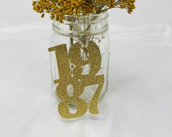 1987 Mason Jar Tags, Class Reunion 1987, Class Reunion Centerpiece, Class of 1987 Decoration, Class Anniversary, Prom, School, University