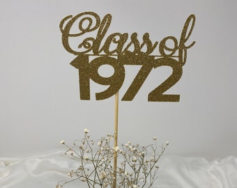 1968 Reunion Table centerpiece sticks, 55th High School Reunion Party Table, Class of 1968 Cutouts, Glitter Class Reunion cutouts, 1968