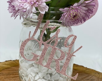 Baby shower Mason jar tags, Baby girl, It's A Girl tag, Gender Reveal Party, Baby shower Decorations, Baby Girl Centerpiece, Baby girl decor