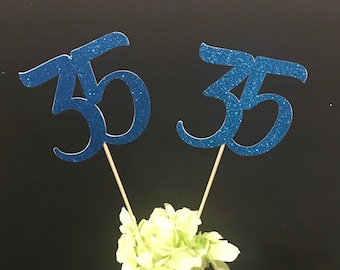 35th Birthday decoration, 35th Birthday Centerpiece Sticks, Glitter 35th Birthday Decoration, 35th Birthday Table, Age sticks, Anniversary