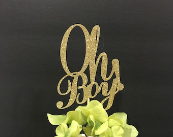 Oh Boy Centerpiece sticks, Baby Shower Glittery Topper, Topper Gender Reveal Party,  Baby Boy Table Decorations, Baby Shower Centerpiece