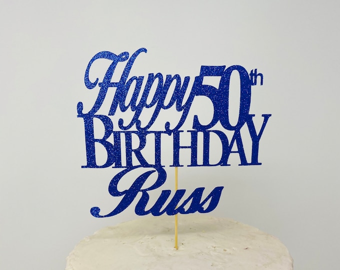 Any Number!, Custom Birthday Cake Topper, 50th Cake Topper, Happy 50th Birthday Topper,  Any number, personalized 50th birthday decorations