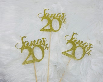 20th Birthday Decorations, 20th Birthday Centerpiece Sticks,Personalized 20th Birthday, Age Centerpiece, Anniversary stick