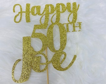 Any Number!, Custom Birthday Cake Topper, 50th Cake Topper, Happy 50th Birthday Topper,  Any number, personalized 50th birthday decorations