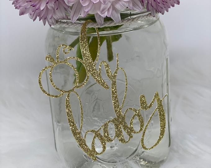 Oh Baby Cutout, Oh Baby Centerpiece, Oh Baby gold Glitter, Gender Reveal Party, Baby shower Table Decorations, Baby Shower Centerpiece