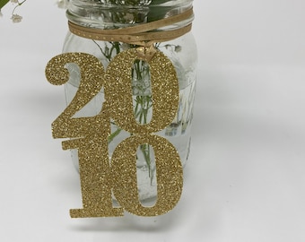 2010 Mason Jar Tags, Class Reunion 2010, Class Reunion Centerpiece, Class of 2010 Decoration, Class Anniversary, Prom, School, University