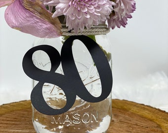 80th Birthday decorations, 80th Cutout, Glitter 80th Birthday Decoration, 80th Birthday Table Decorations, Age Cutouts, 80th tags, Mason jar