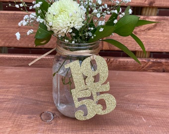 1955 Mason Jar Tags, Class Reunion 1955, Class Reunion Centerpiece, Class of 1955 Decoration, Class Anniversary, Prom, School, University