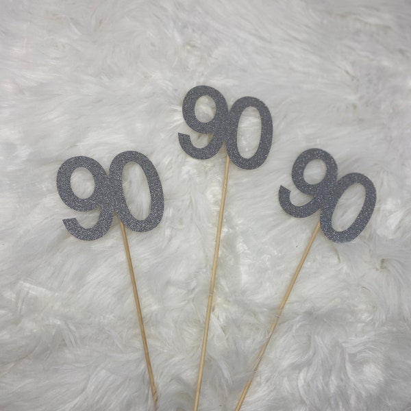 90th Birthday party decorations, 90th Birthday Centerpiece Sticks, Glitter 90th, 90th Birthday Table Decorations, Age Centerpiece, 90 stick