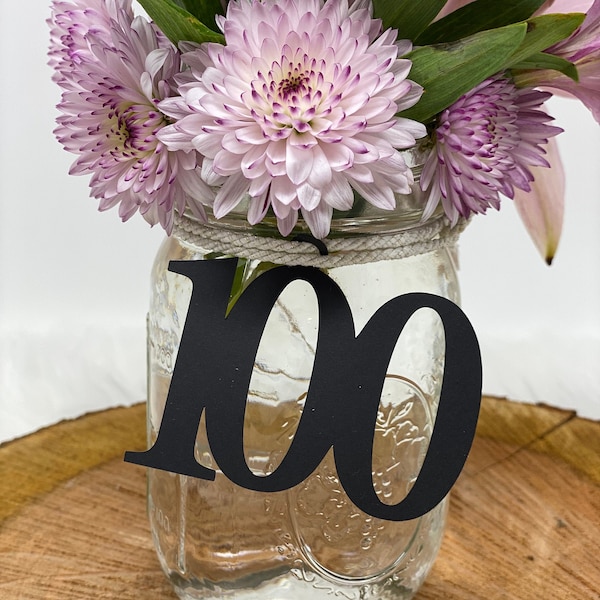 100th Birthday decorations, 100th Cutout, Glitter 100th Birthday Decoration, 100th Birthday Table Decorations, Age , 100th tags, Mason jar