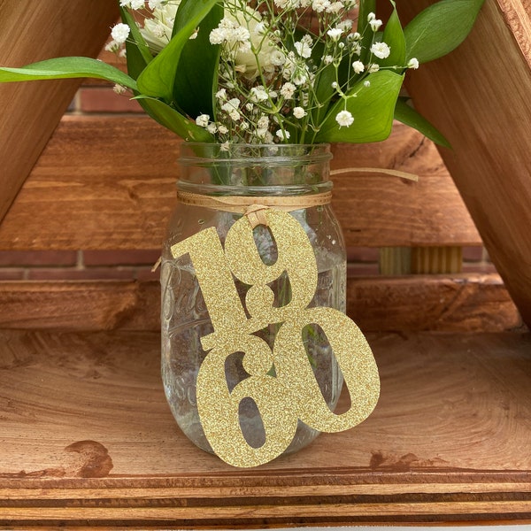 1960 Mason Jar Tags, Class Reunion 1960, Class Reunion Centerpiece, Class of 1960 Decoration, Class Anniversary, Prom, School, University