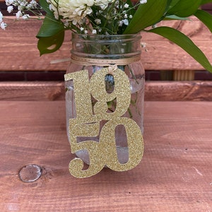 1950 Mason Jar Tags, Class Reunion 1950, Class Reunion Centerpiece, Class of 1950 Decoration, Class Anniversary, Prom, School, University