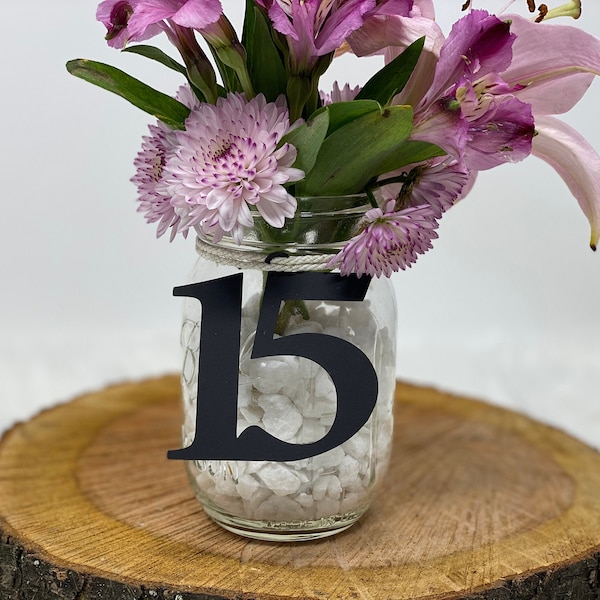 15th Birthday decoration, XV Centerpiece, Quinceañera Table Decorations, Mis quince Centerpiece, Number 15 tags, Mason jar tags