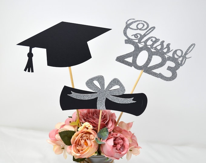 Graduation party decorations 2023, Graduation Centerpiece Sticks, Grad, Cap, Diploma, class of 2023, Graduation Decoration, prom 2023