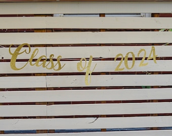 Graduation banner, class of 2024 banner, Glitter banner,  cursive banner, Class of 2024