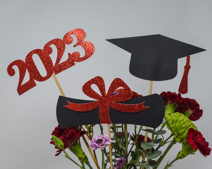 Graduation party decorations 2024, Graduation Centerpiece Sticks, Grad, Cap, Diploma, class of 2024, 2024 Graduation Decoration, prom 2024