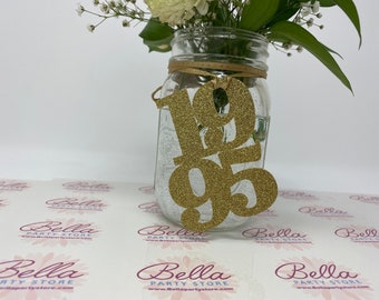 1995 Mason Jar Tags, Class Reunion 1995, Class Reunion Centerpiece, Class of 1995 Decoration, Class Anniversary, Prom, School, University