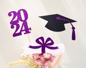 2024 Graduation decorations, Graduation Centerpiece Sticks, class of 2024, Graduation party Decoration, 2024 picks, Purple Graduation  2024