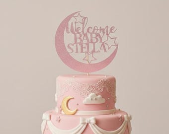 Twinkle Twinkle Little Star Cake Topper - Baby Shower Decorations - Welcome Baby - Cake Topper - moon and stars baby shower