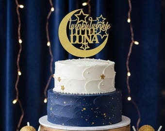 Personalized Twinkle Twinkle Cake Topper - Glitter Baby Shower Decor