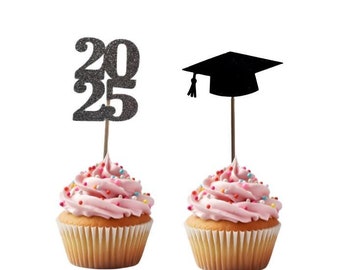 Graduation party decorations 2025, Graduation Cupcake toppers ,2025 Cupcakes, Grad, Cap, class of 2025, Graduation Decoration, prom 2025