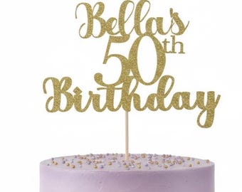 Happy 50th Birthday Cake Topper, 50th Birthday Topper, Name Birthday Cake Topper, Custom Birthday Cake Topper, Personalized Cake Topper,