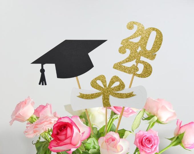 Featured listing image: 2025 Graduation decorations, Graduation Centerpiece Sticks, class of 2025, Graduation party Decoration, 2025 picks, Graduation Decor 2025