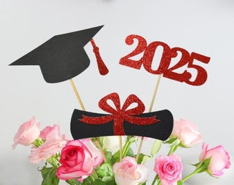 Graduation party decorations 2025, Graduation Centerpiece Sticks, Grad, Cap, Diploma, class of 2025, 2025 Graduation Decoration, prom 2025