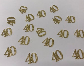 40th Birthday Confetti / 40th Birthday party Decorations / Custom Age Confetti / Number Confetti / 40th Party Supplies/40th Gold glitter